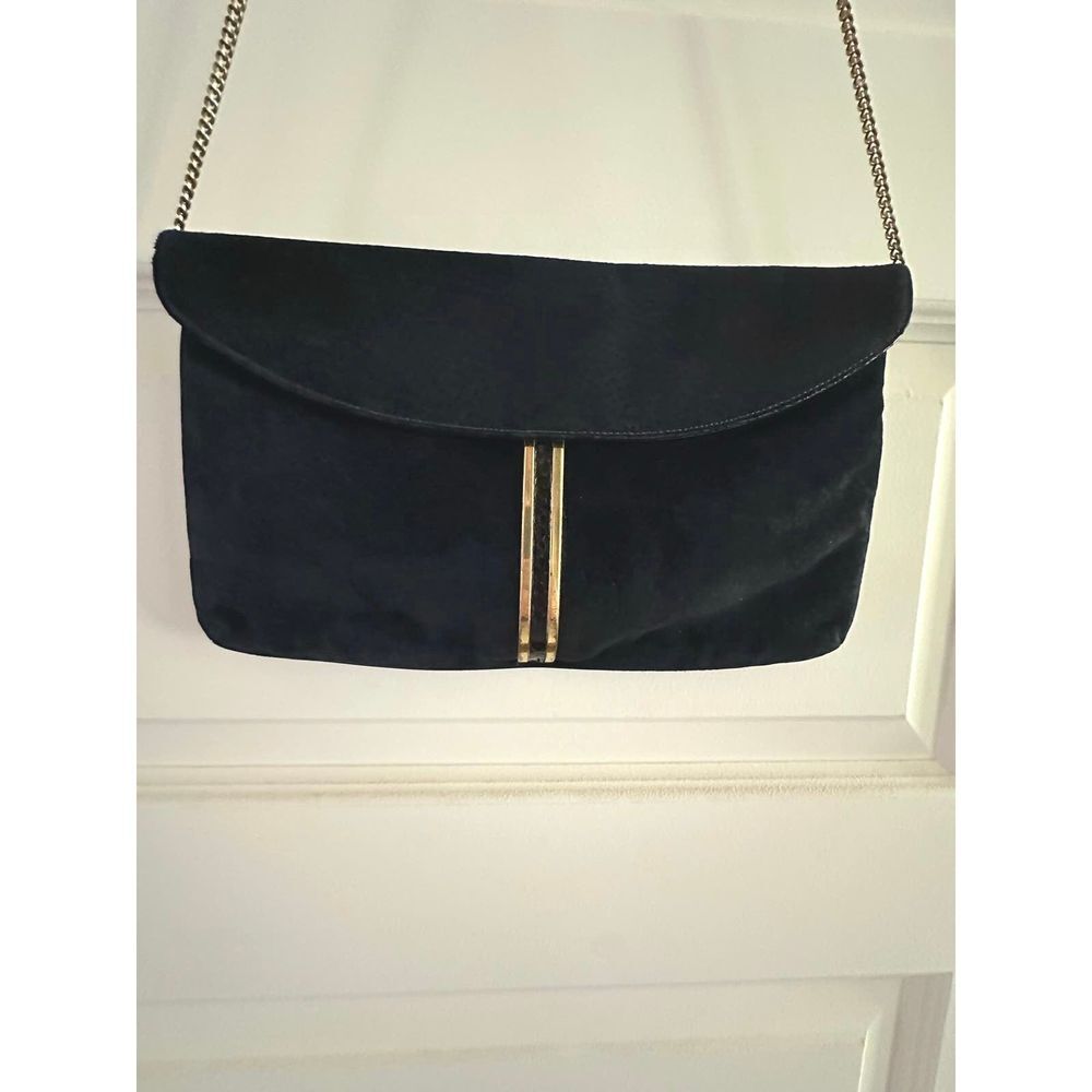 Vintage Supreme Bag Navy Suede Leather Chain Envelope Purse Retro Going Out Date